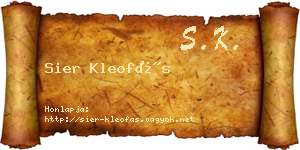 Sier Kleofás névjegykártya
